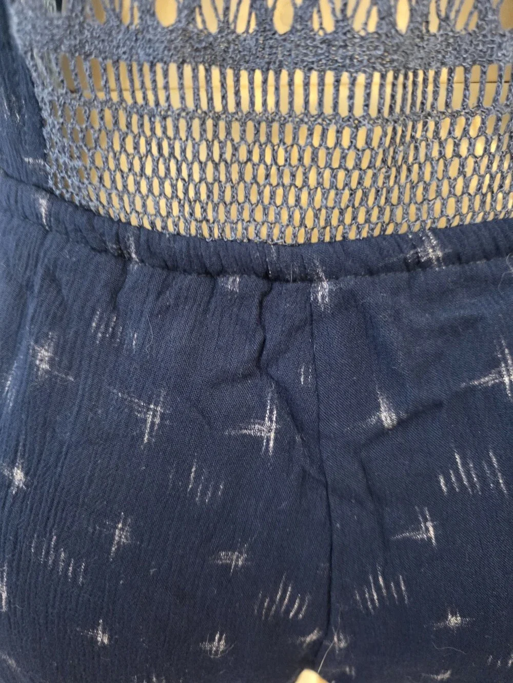 Miss Me Navy Blue Sleeveless Romper with Embroidered Placket Size US/L